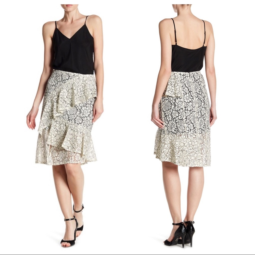 🧚‍♂️Nanette Lepore Cream Lace Ruffle Skirt Size 8 & 10